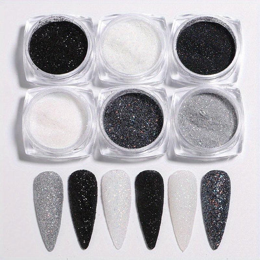 6 Boxes Holographic Nail Glitter Sequins Manicure DIY