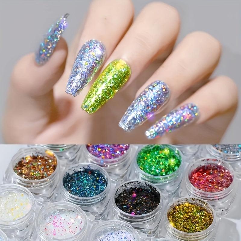 Fluorescent Nail Glitter Sequins Acrylic Powder for DIY Nail Art