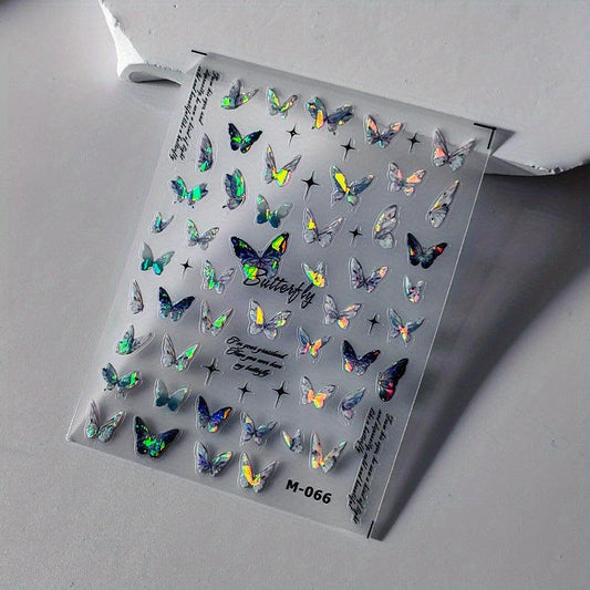 Butterfly Art Stickers Holographic 5D Engraved Nail Self Adhesive Sticker