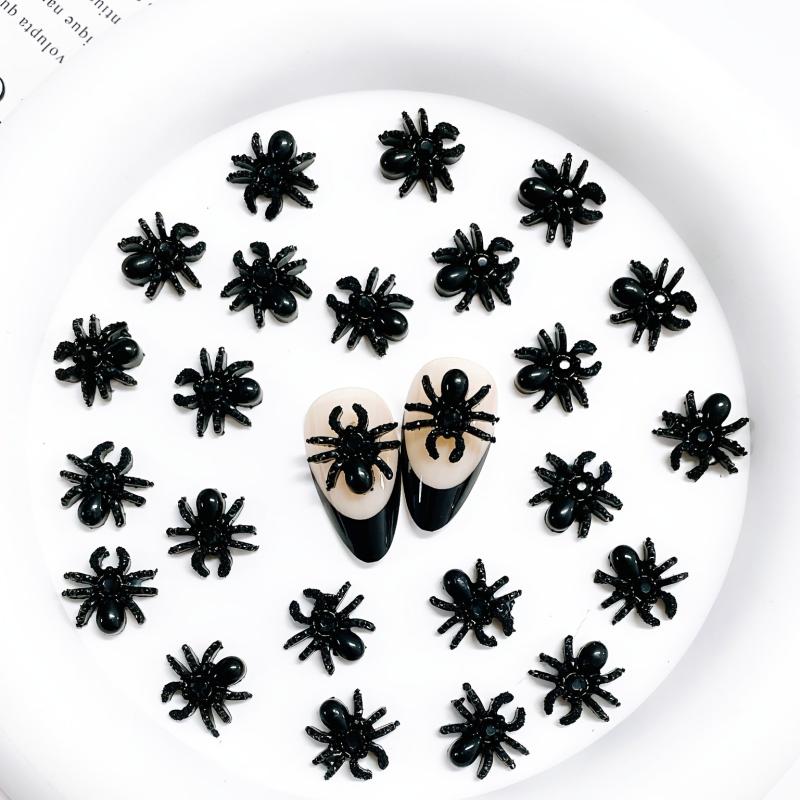 30pcs Halloween Spider Nail Art Charms 3D Alloy Spider Nail Art Accessories