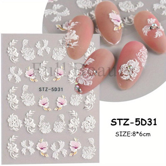 5D Nail Art Stickers Heart Star Cloud Designs Summer Ready