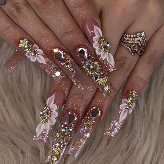 Pink Rhinestones Nail Faux Gems Mix Sizes Glass Faux Diamonds Stones