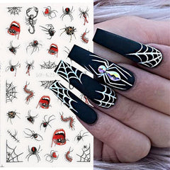2pcs 5D Halloween Nail Stickers Devil's Eye Spider Self Adhesive