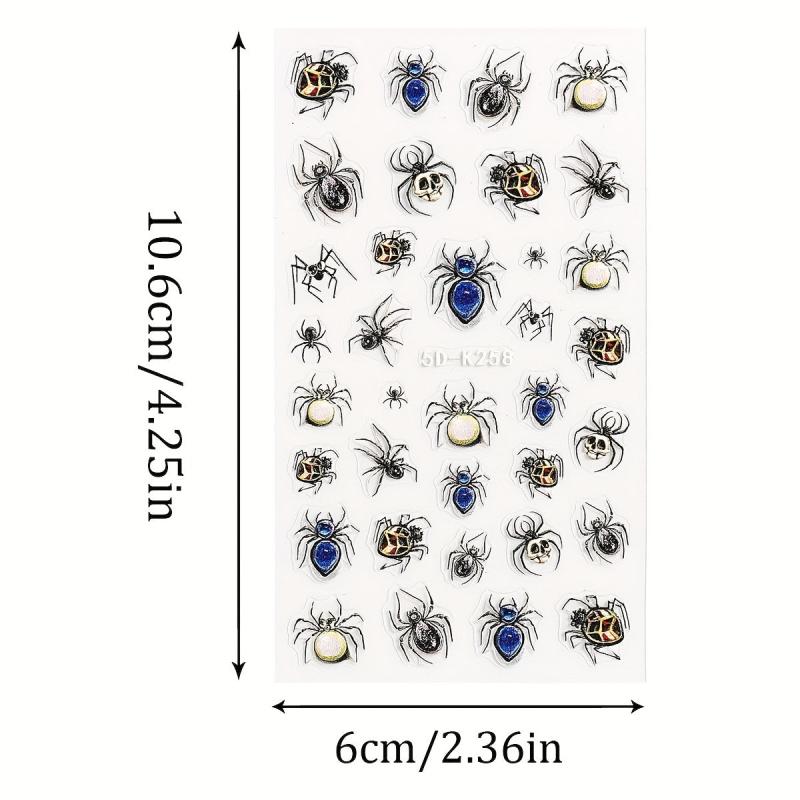2pcs 5D Halloween Nail Stickers Devil's Eye Spider Self Adhesive