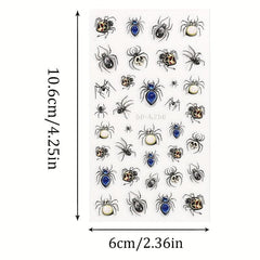 2pcs 5D Halloween Nail Stickers Devil's Eye Spider Self Adhesive