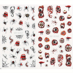 2pcs 5D Halloween Nail Stickers Devil's Eye Spider Self Adhesive
