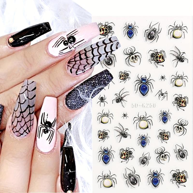 2pcs 5D Halloween Nail Stickers Devil's Eye Spider Self Adhesive