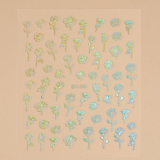 Nail Art Stickers Decals Star Flower Rose Love Transfer Adhesive Decals