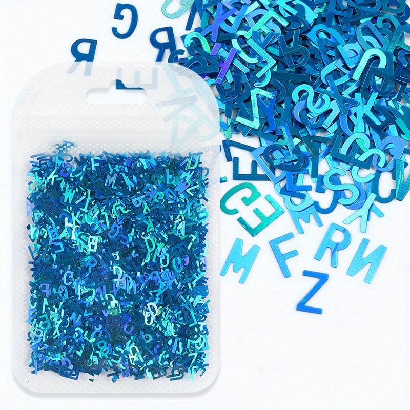 1pc Holographic Letter Nail Art Glitter 3D English Alphabet Nail Designs
