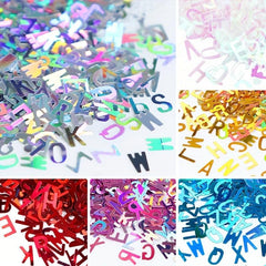 1pc Holographic Letter Nail Art Glitter 3D English Alphabet Nail Designs
