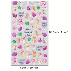 Autumn Leaves Nail Art Stickers Decals Waterproof 3D Stereoscopic Embossed