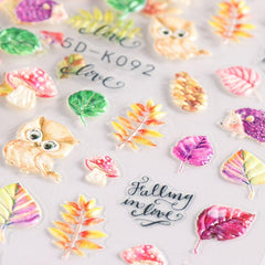 Autumn Leaves Nail Art Stickers Decals Waterproof 3D Stereoscopic Embossed