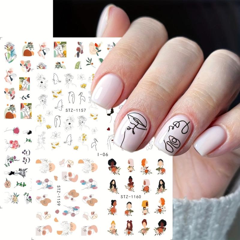 4pcs Nail Sticker Self-Adhesive Nail Wrap Art