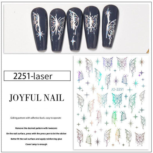 Slivery 3D Butterfly Nail Art Stickers for Manicure Decorations