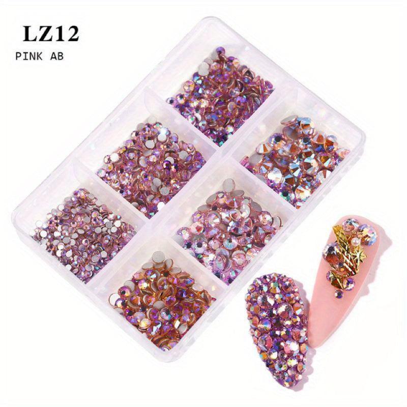 Crystal AB Glass Rhinestones For Nails Mixed Size 3D Flatback Strass Gems