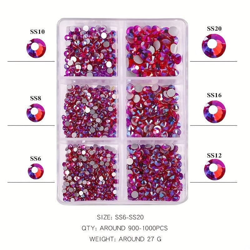 Crystal AB Glass Rhinestones For Nails Mixed Size 3D Flatback Strass Gems