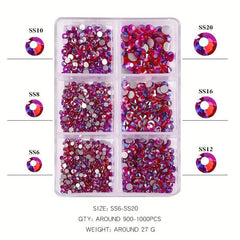Crystal AB Glass Rhinestones For Nails Mixed Size 3D Flatback Strass Gems