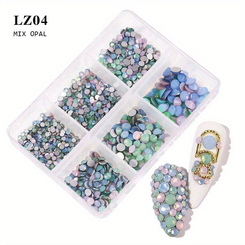 Crystal AB Glass Rhinestones For Nails Mixed Size 3D Flatback Strass Gems