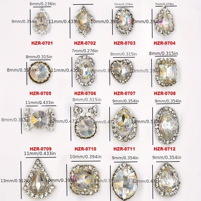 24 Pcs Alloy Nail Art Charms With Rhinestones 3D Nail Art Accessories