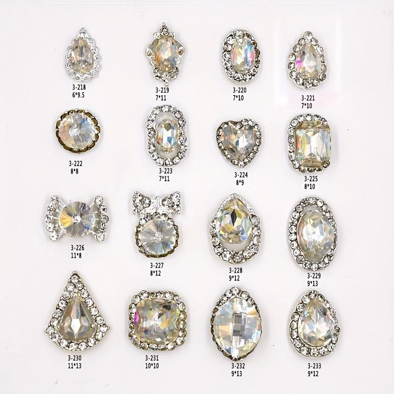 24 Pcs Alloy Nail Art Charms With Rhinestones 3D Nail Art Accessories