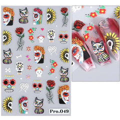 5D Halloween Nail Art Stickers Decals, Ghost Pumpkin Skull Nails Decals