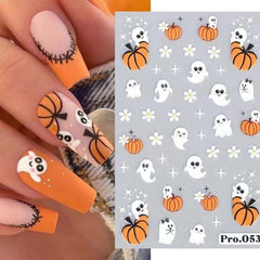 5D Halloween Nail Art Stickers Decals, Ghost Pumpkin Skull Nails Decals