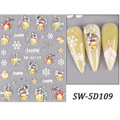Christmas Nail Art Stickers Snowflake Bell Decals Self Adhesive