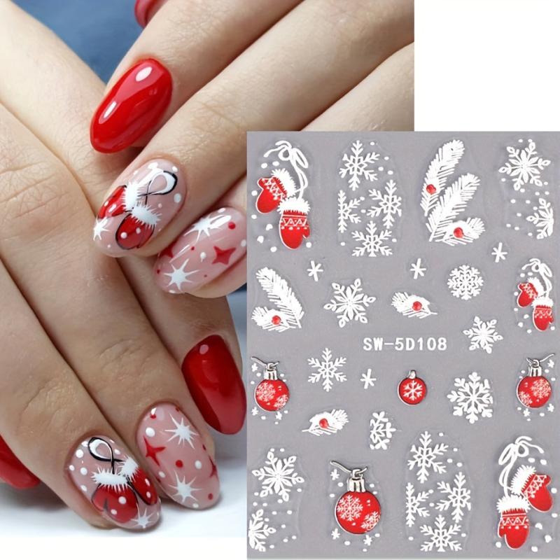 Christmas Nail Art Stickers Snowflake Bell Decals Self Adhesive