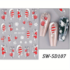 Christmas Nail Art Stickers Snowflake Bell Decals Self Adhesive