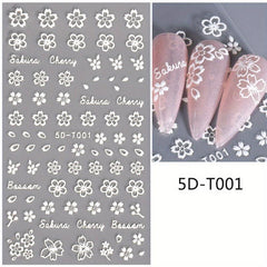 2pcs 5D Star Nail Stickers: Butterfly Heart Holo Glitter Decals