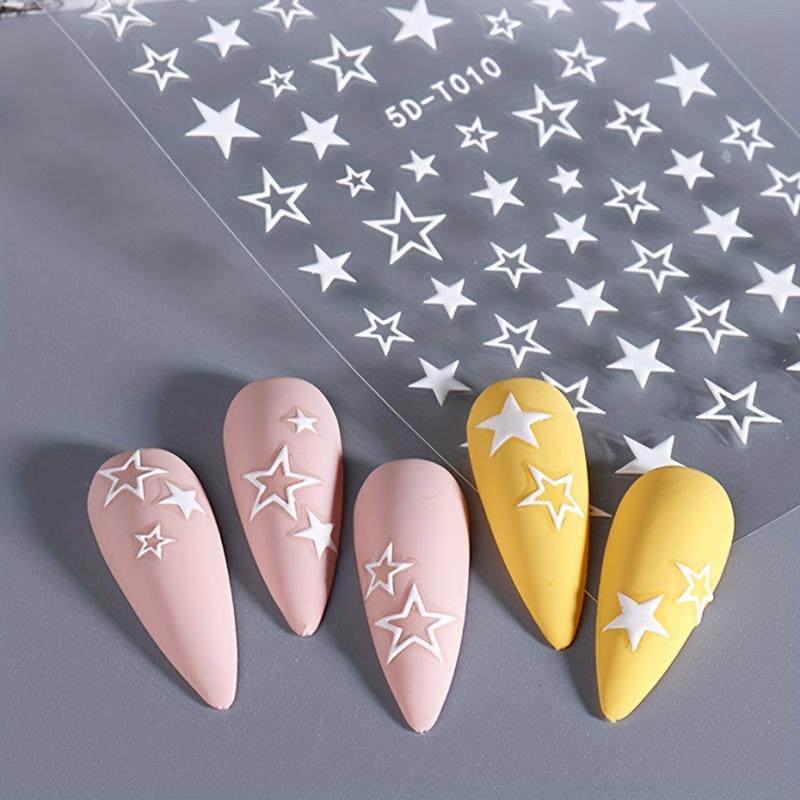 2pcs 5D Star Nail Stickers: Butterfly Heart Holo Glitter Decals
