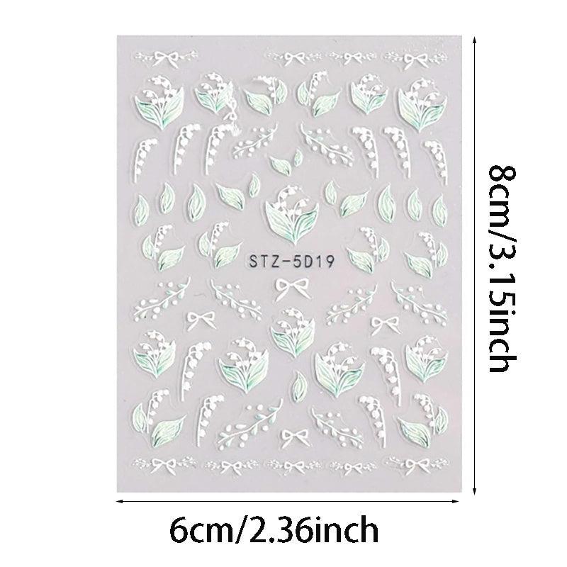 3D Embossed Spring Flower Nail Art Decals 5D Colorful Summer Floral Supplies