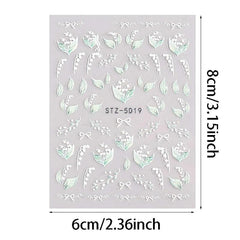 3D Embossed Spring Flower Nail Art Decals 5D Colorful Summer Floral Supplies