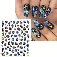 Sky Star and Moon Nail Art Stickers Self Adhesive Decals for DIY Nail Designs