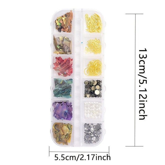 Iridescent Sea Shell Nail Art Kit with Starfish Conch Moon Gems