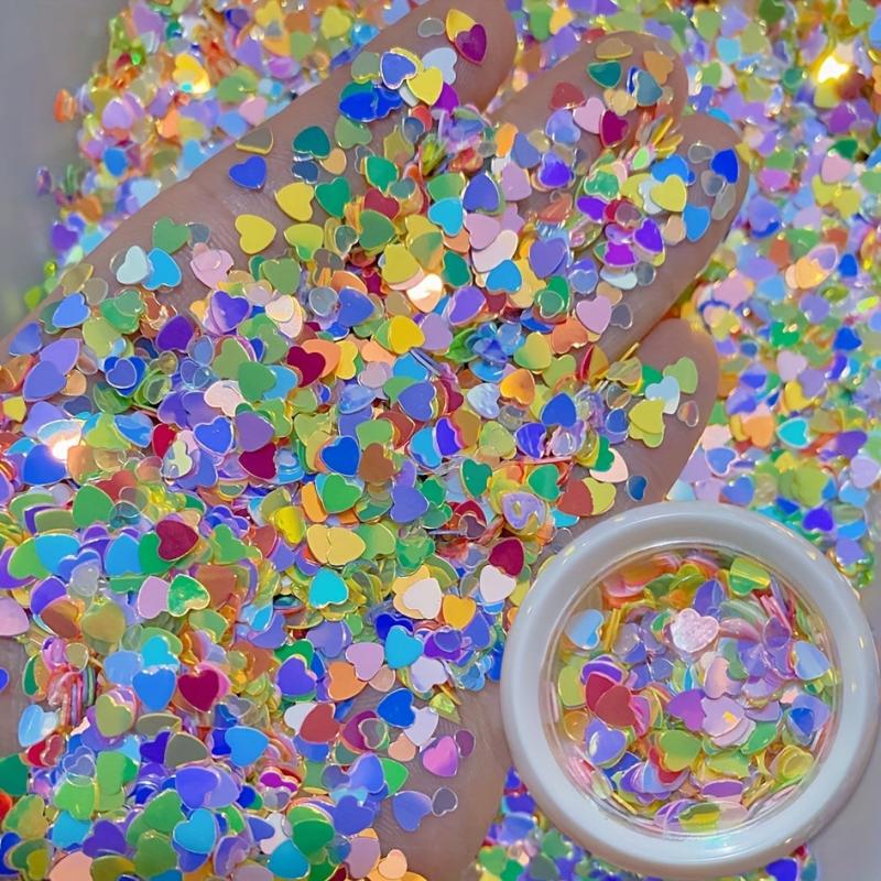 3D Heart Nail Glitter & Holographic Laser Stickers