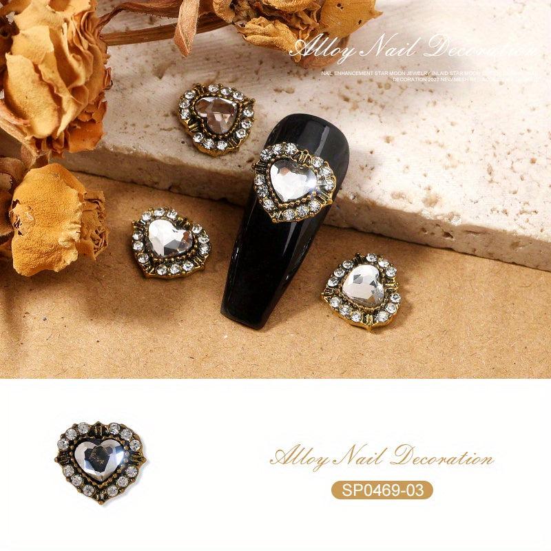 5 pcs 3D Crystal Nail Charms Large Rhinestones and Diamonds Silver Metal Charms