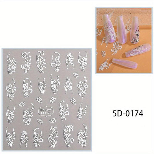 5D Embossed Nail Art Stickers for Bride Wedding Use