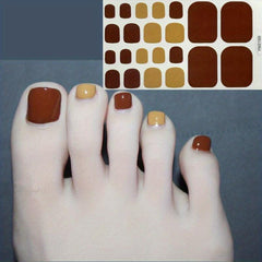 Waterproof Toenail Stickers Solid Wraps Self Adhesive Polish Gel Strips