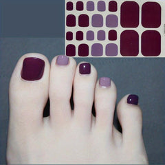 Waterproof Toenail Stickers Solid Wraps Self Adhesive Polish Gel Strips