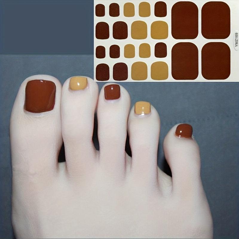 Waterproof Toenail Stickers Solid Wraps Self Adhesive Polish Gel Strips