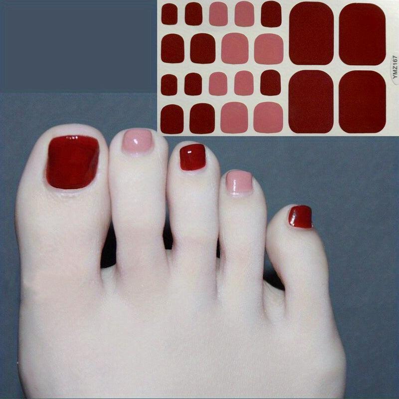 Waterproof Toenail Stickers Solid Wraps Self Adhesive Polish Gel Strips