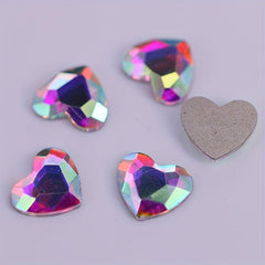 50Pcs Heart Shaped Nail Art Rhinestones Crystal AB Gemstones