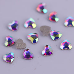 50Pcs Heart Shaped Nail Art Rhinestones Crystal AB Gemstones