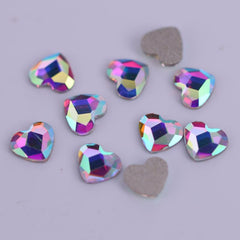 50Pcs Heart Shaped Nail Art Rhinestones Crystal AB Gemstones