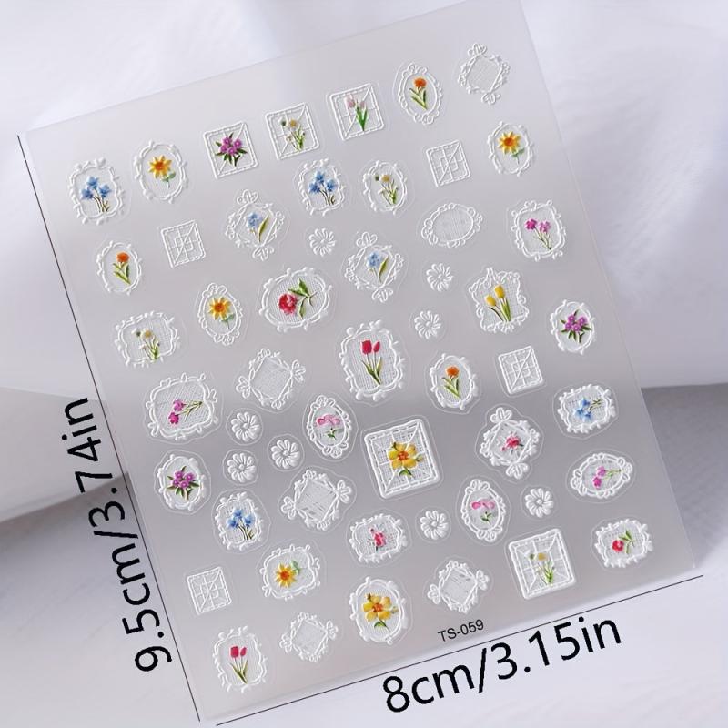5D Embossed Mirror Flower Nail Art Stickers