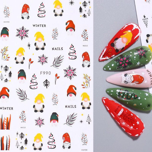 Christmas Nail Art Stickers Snowflake Elk Christmas Tree Snowman Nail Art Decals