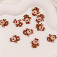 10pcs Christmas Nail Art Charms Mixed Elk Snowflake Santa Decorations