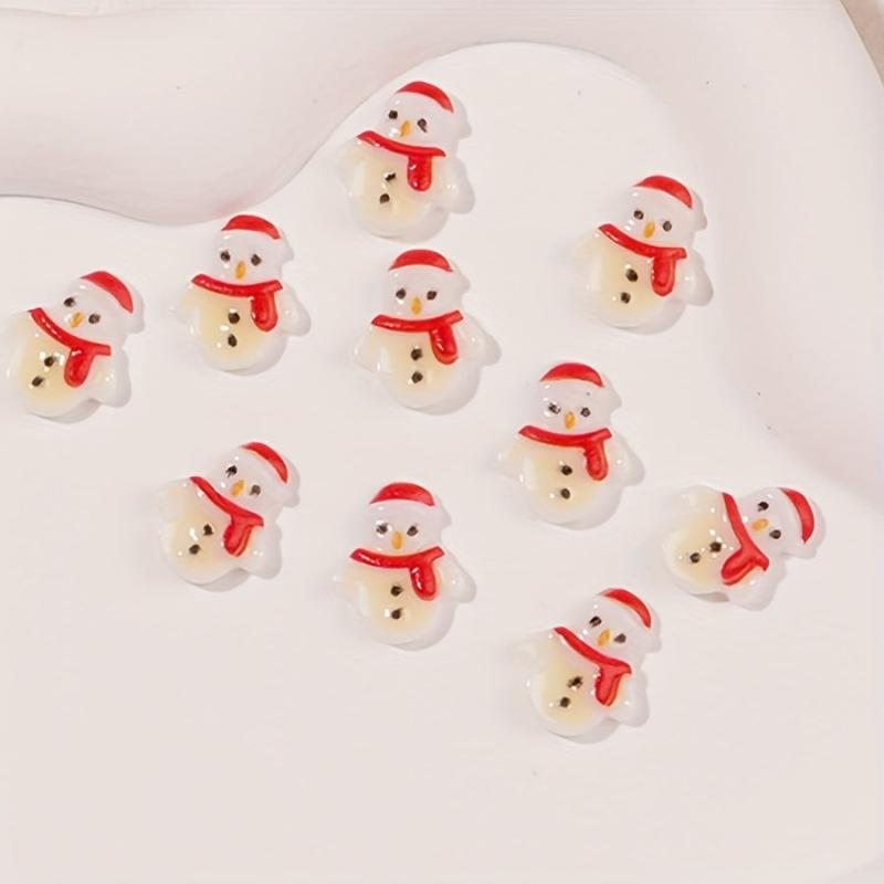 10pcs Christmas Nail Art Charms Mixed Elk Snowflake Santa Decorations