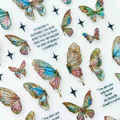 5D Butterfly Nail Art Stickers Gradient Decals Self Adhesive